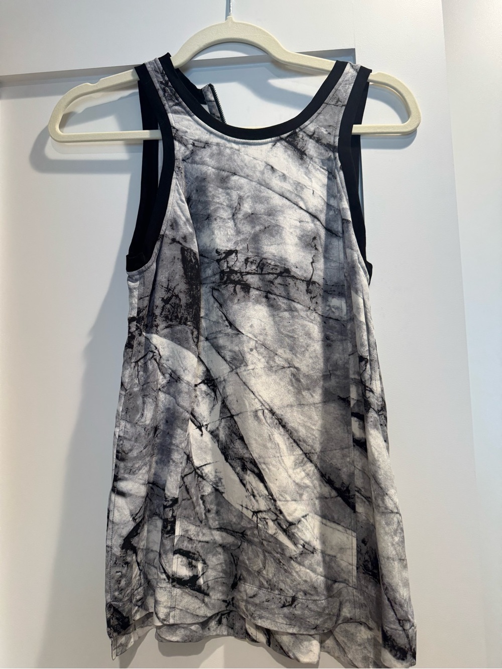 Helmut Lang Black & White Marble-Print Tank